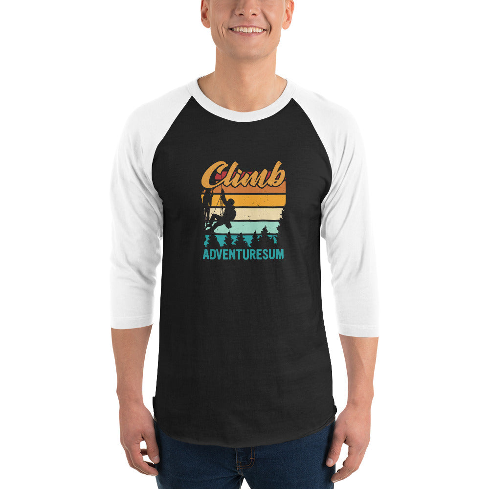 Retro Vibes Climbing 3/4 sleeve raglan shirt