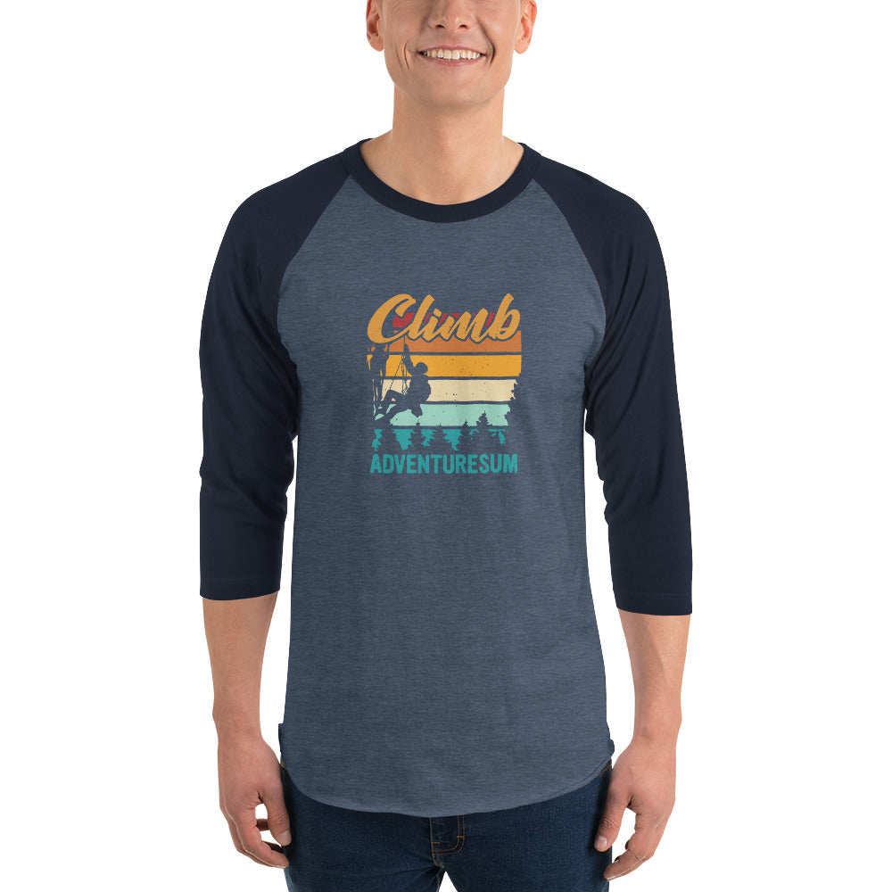 Retro Vibes Climbing 3/4 sleeve raglan shirt